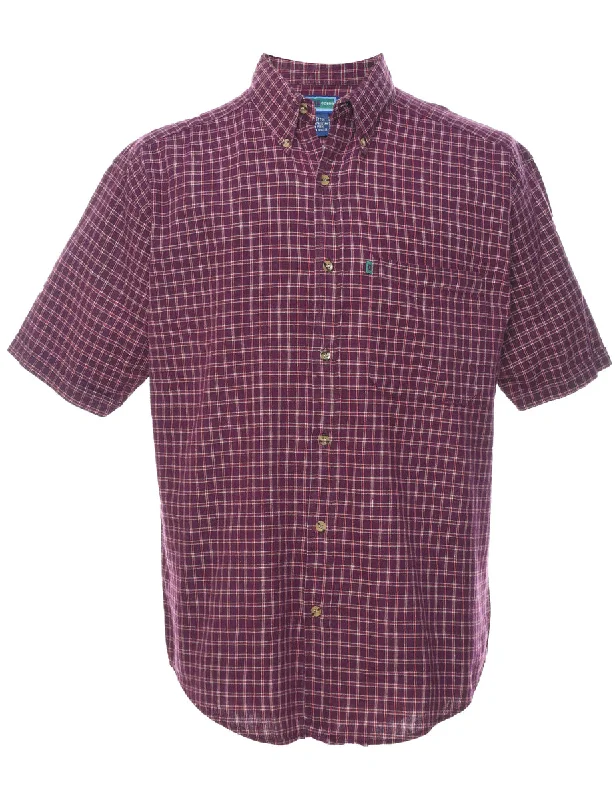 Luxury Temperament Maroon Checked Shirt - L