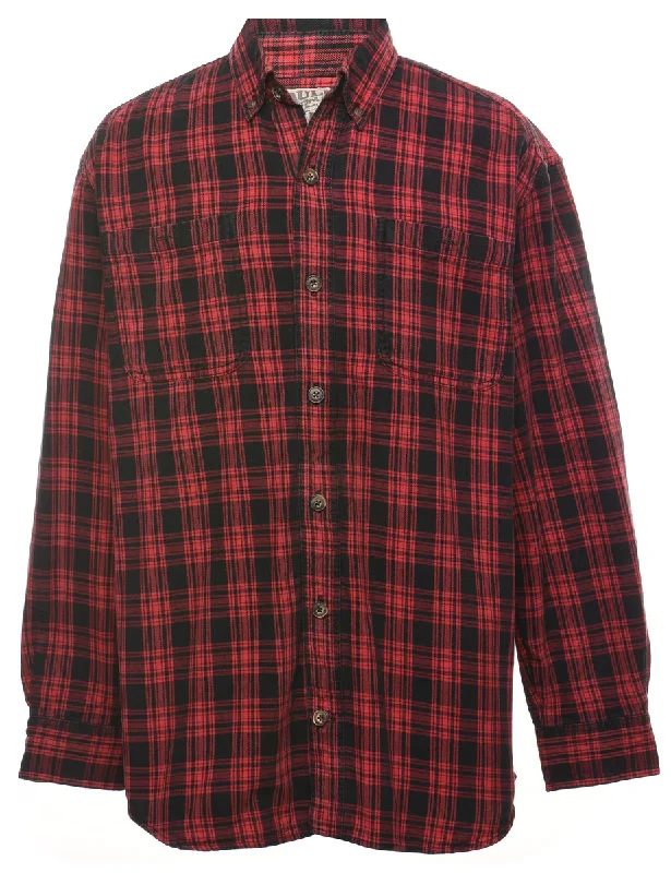 College Style Maroon Checked Shirt - M
