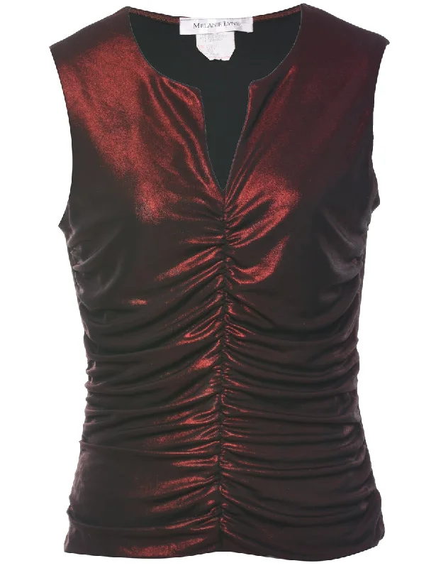 High-end Design Maroon Y2K Evening Top - M