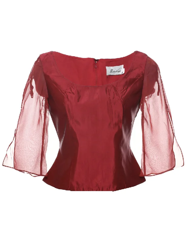 Elegant Design Maroon Evening Top - XS