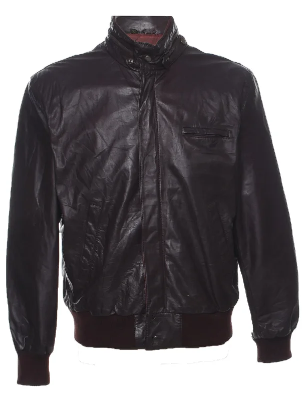 Noble And Elegant Maroon Leather Jacket - XL