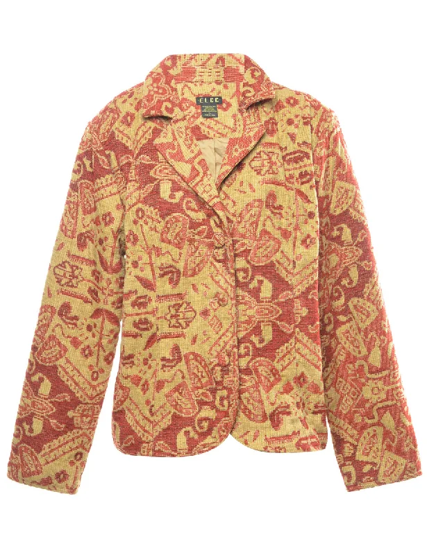 Lazy Style Maroon & Light Green Tapestry Jacket - XL