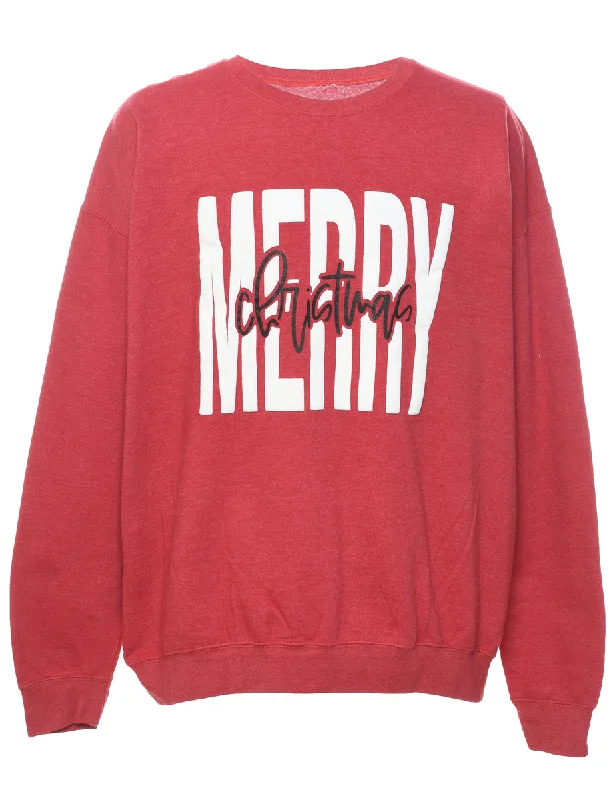 Fashionable In The Times Maroon Merry Christmas Sweatshirt - XXL