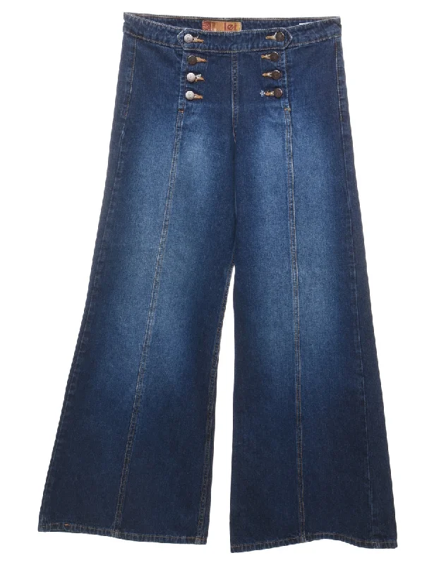 Relaxed Style Medium Wash 1990s Wide Leg Jeans - W30 L31