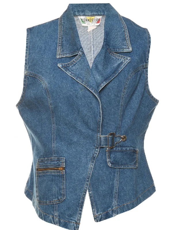 Fashionable Ease Medium Wash Denim 1990s Vest - L