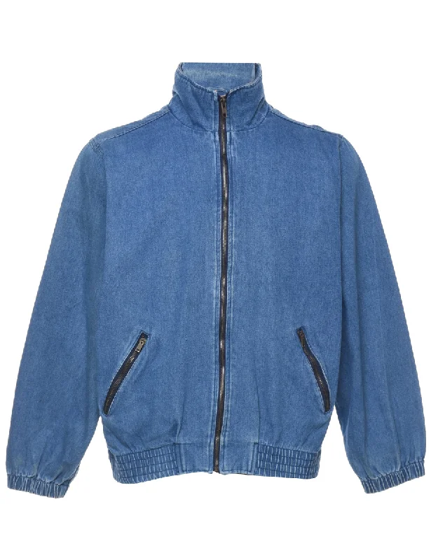 Layered Style Medium Wash Denim Jacket - S