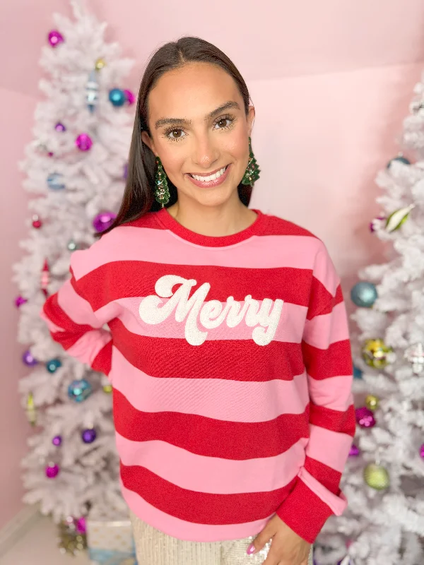 Cool Style Merry Christmas Sweatshirt-Pink/Red