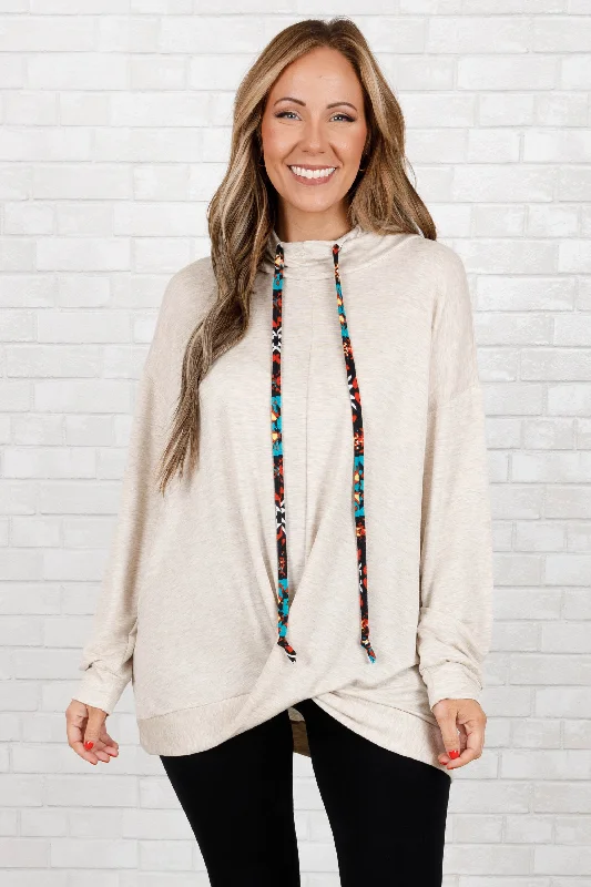 Soft Feel Miss Match Hoodie, Oatmeal
