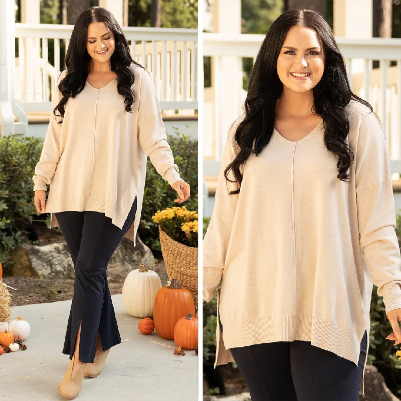 Exclusive Customization Miss Who I Was Sweater, Heather Beige