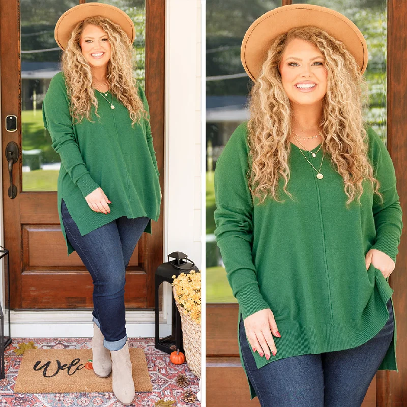 Cozy Fit Miss Who I Was Sweater, Heather Dark Green