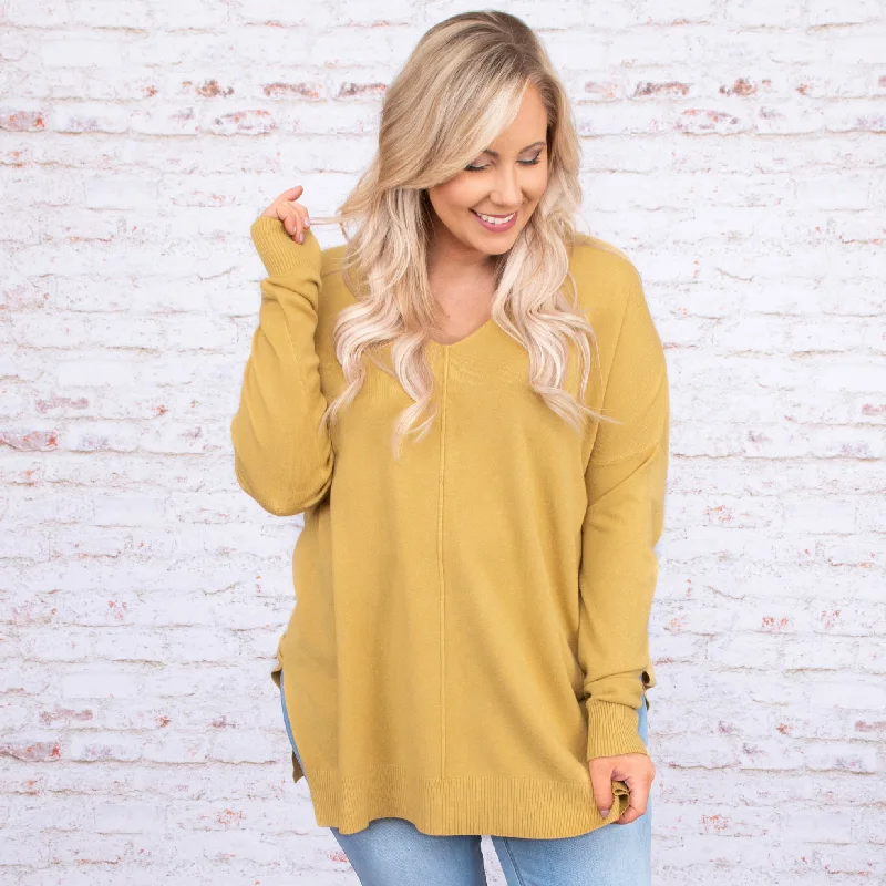 Knowledge And Elegance Miss Who I Was Sweater, Light Mustard