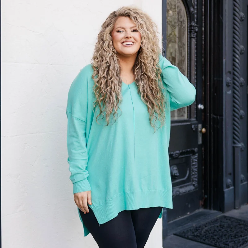 Free And Casual Miss Who I Was Sweater, Mint
