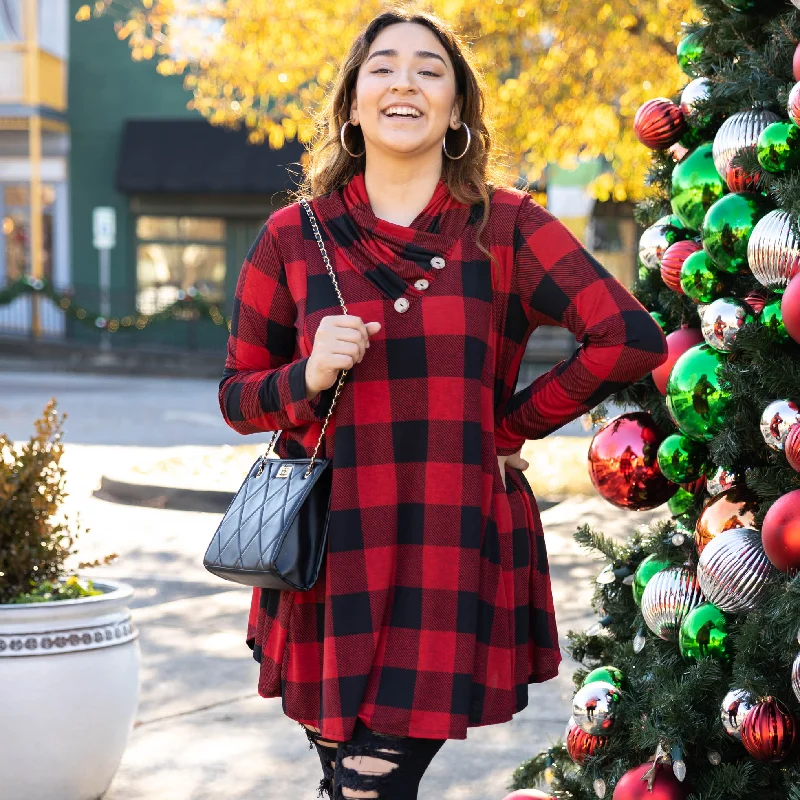 Fashionable Items Montana Mountains Tunic, Black-Red