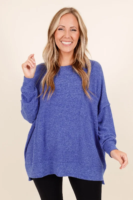 Elegant Dressing More Of Me Sweater, Bright Blue