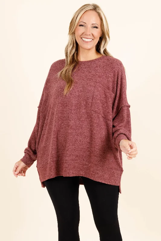 Casual Fit Wear More Of Me Sweater, Dark Burgundy