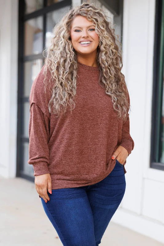 Stylish Ease More of Me Sweater, Dark Rust