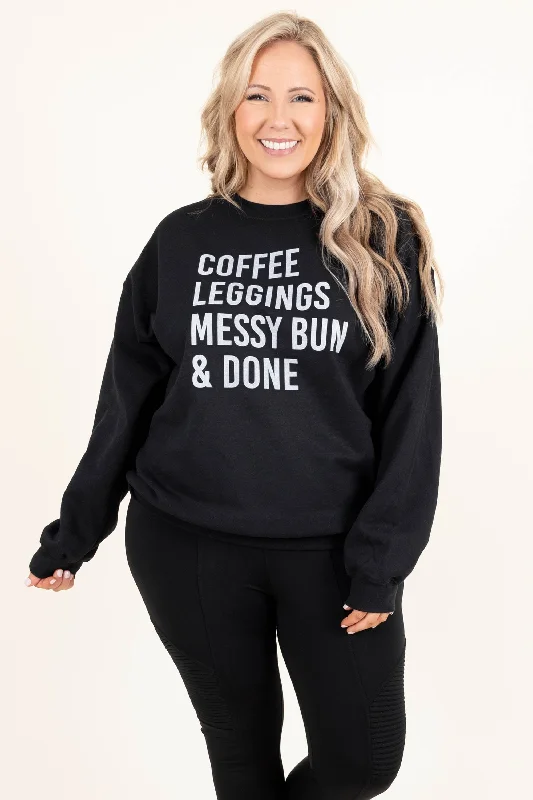 Lounge Wear My Favorite Routine Sweatshirt, Black
