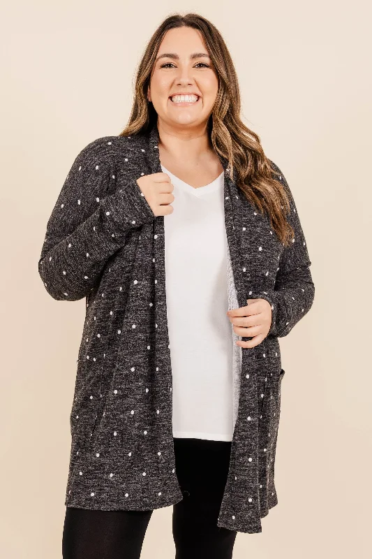 Youthful Style On The Nose Cardigan, Charcoal