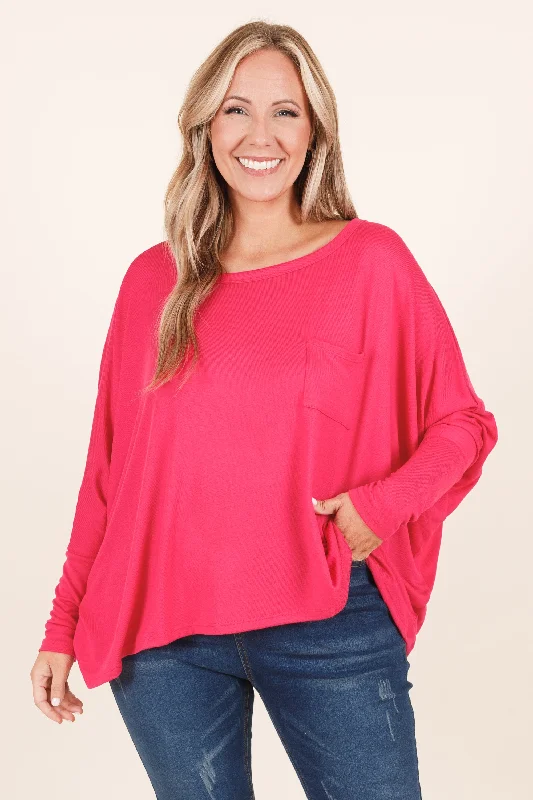 Fashionable Prints Out Of Sight, Out Of Mind Top, Hot Pink