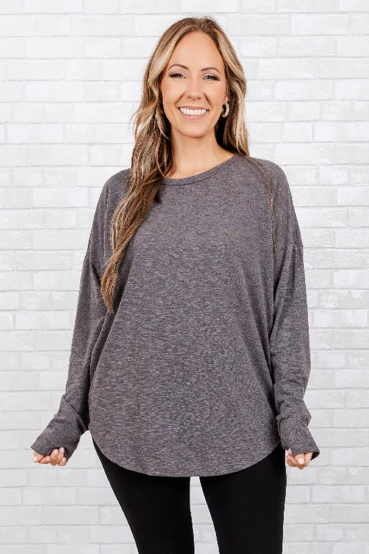 Urban Chic Path Forward Top, Charcoal