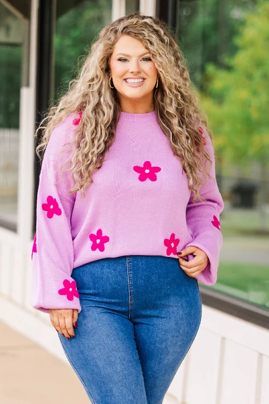 Fashion Elements Peony For Your Thoughts Sweater, Purple