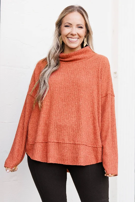 Easy Style Polished Phrasing Top, Marsala