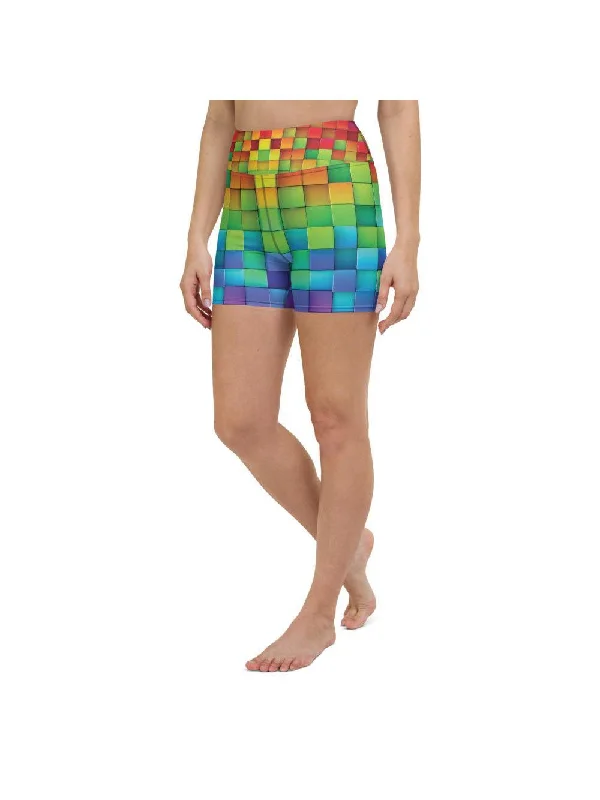 Soft Layers Rainbow Blocks Yoga Shorts