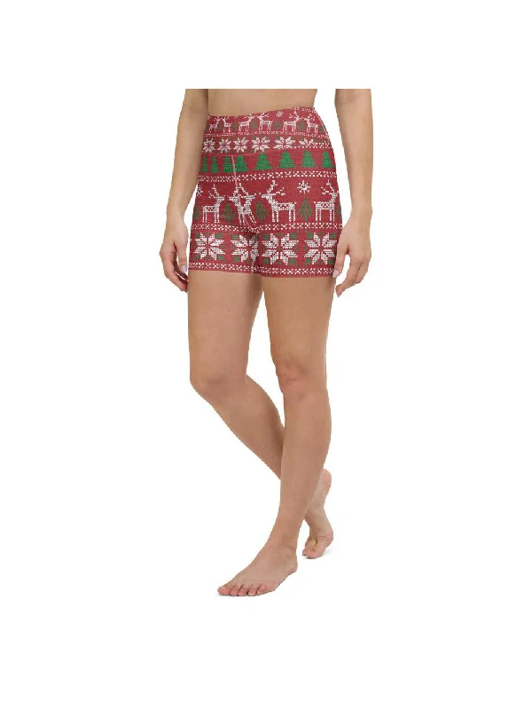 Comfortable Dresses Red Ugly Christmas Yoga Shorts