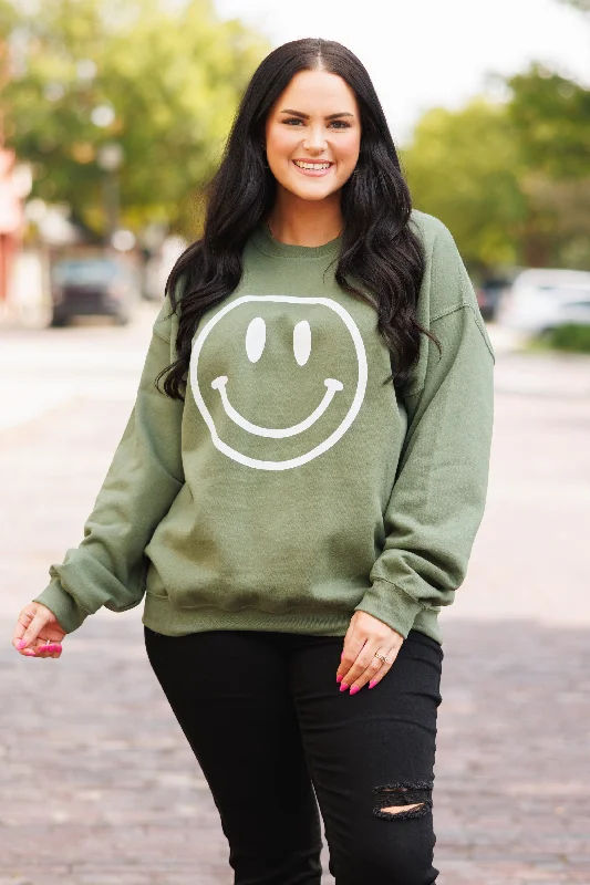 Modern Tailoring Remember To Smile Sweatshirt, Military Green