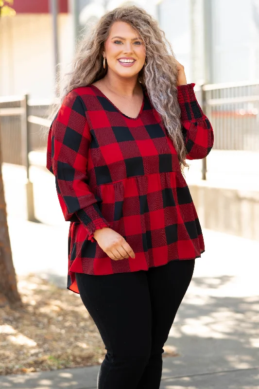 Trendy And Casual Selfless Love Top, Red