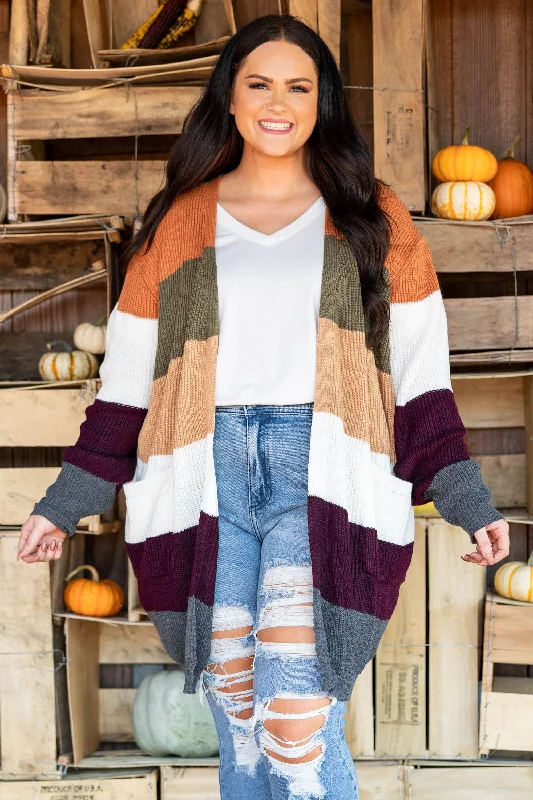 Soft Wear Simple Just 4 U Cardigan, Rust/Olive