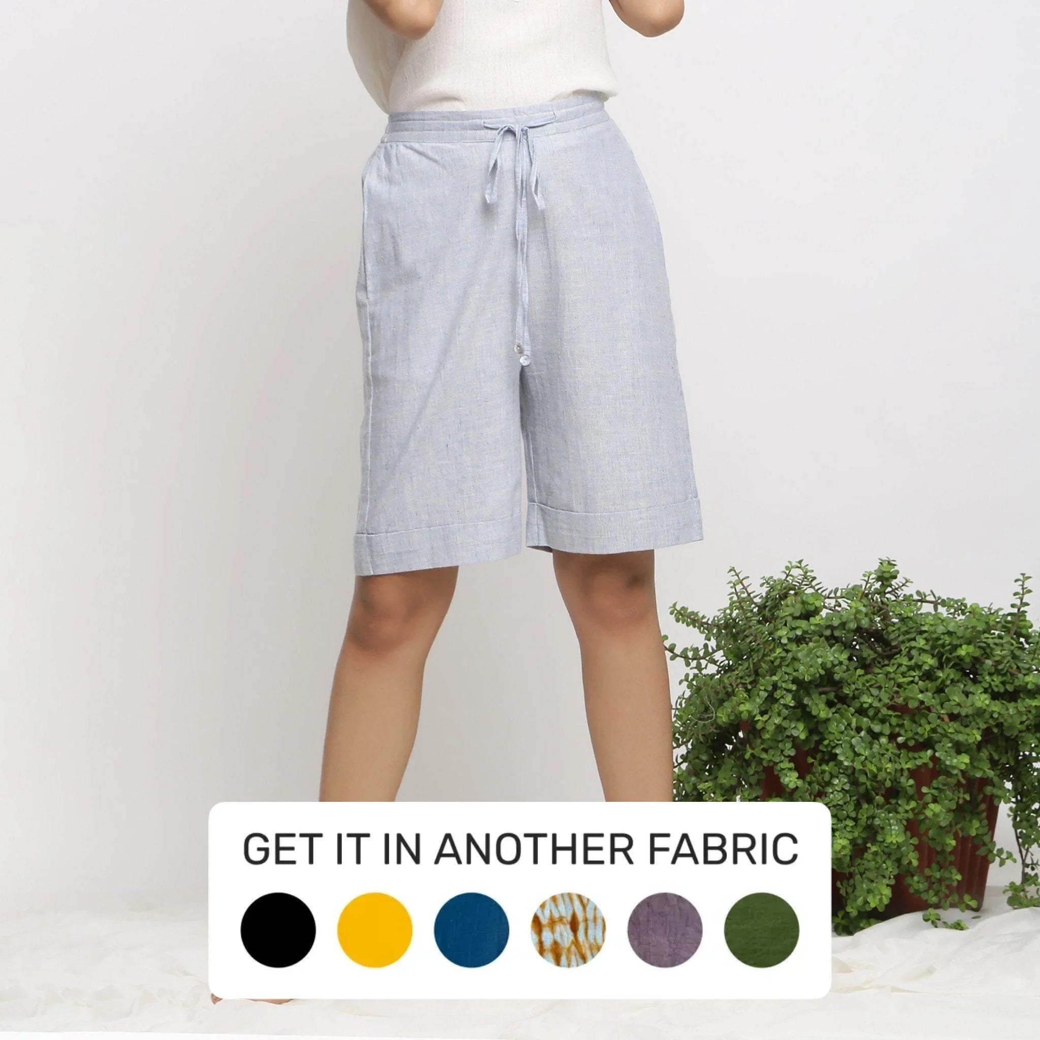 Sports Series Sky Blue Handspun Cotton Elasticated Bermuda Shorts