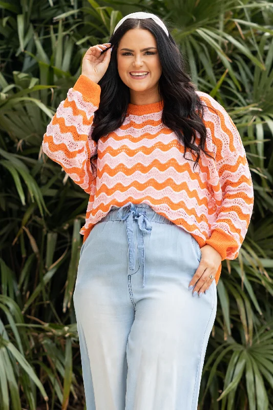 Elegant Style So Wavy Sweater, Neon Orange