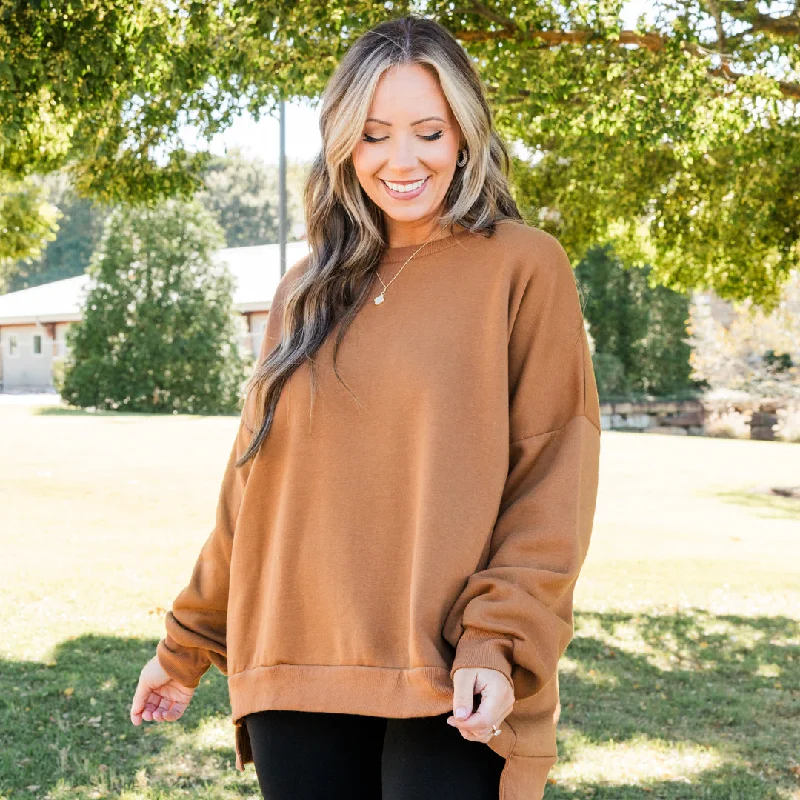 New Autumn And Winter Styles State Of Relaxation Sweatshirt, Deep Camel