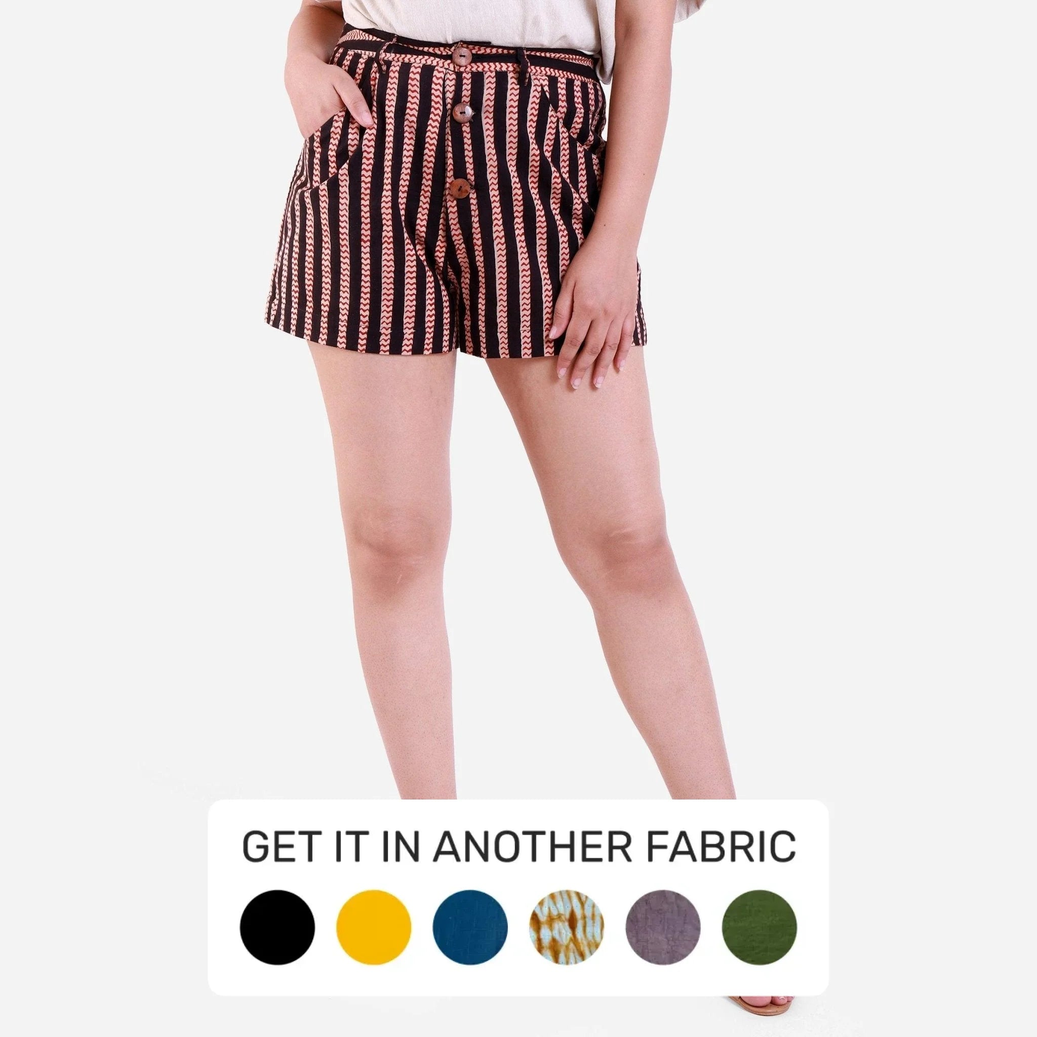Body Design Striped Bagru Block Print Shorts Cotton Shorts