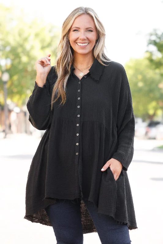 Soft And Comfortable Stuck In Her Daydream Top, Black