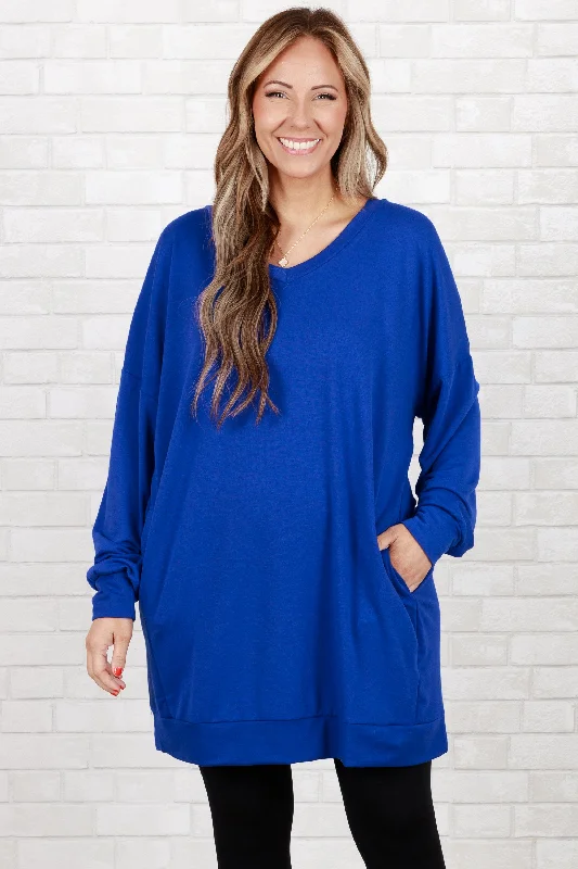 Classic Comfort Take It All Tunic, Bright Blue