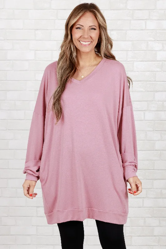 Lace Design Take It All Tunic, Light Rose