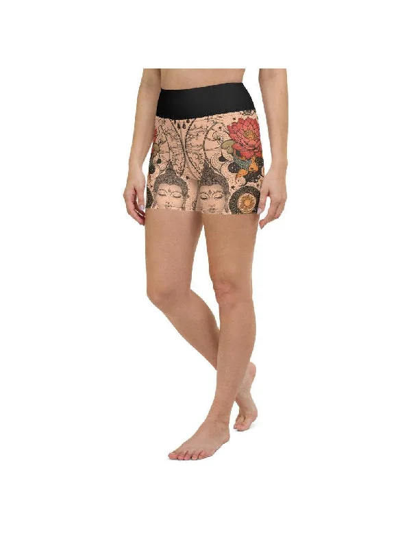 Eye-catching Personality Tattooed Lotus Yoga Shorts