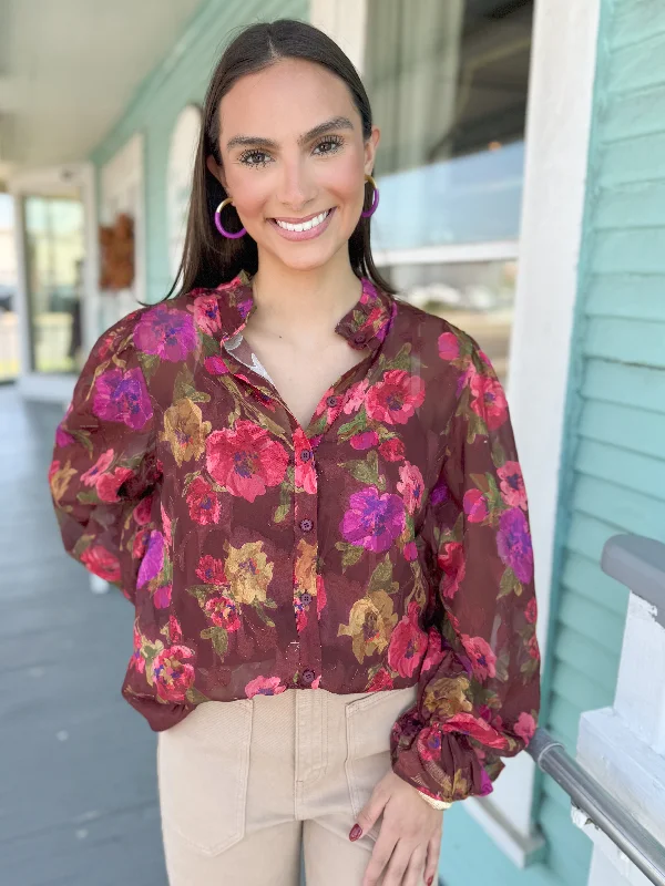 Tropical Style The Enchanted Burgundy Top