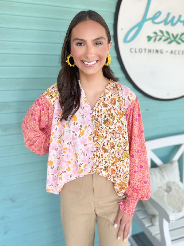 Noble And Elegant The Mia Mix Print Blouse