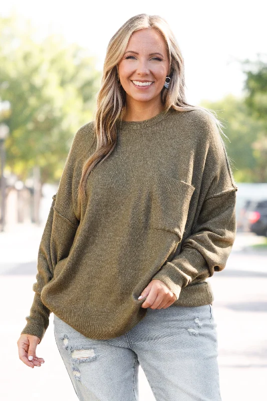 Carefree Style The Night Before Sweater, Heather Olive