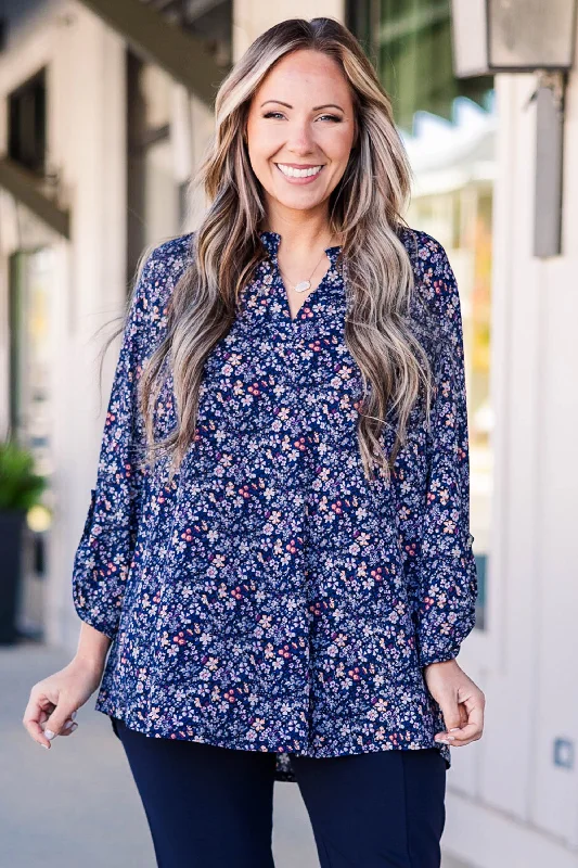 Exquisite Fabrics This Is My Moment Top, Navy