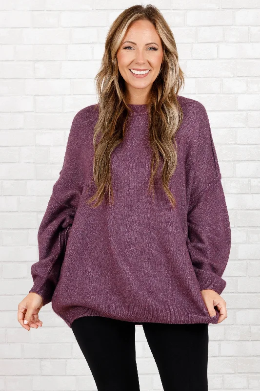 Casual Fit Too Comfy Sweater, Heather Eggplant