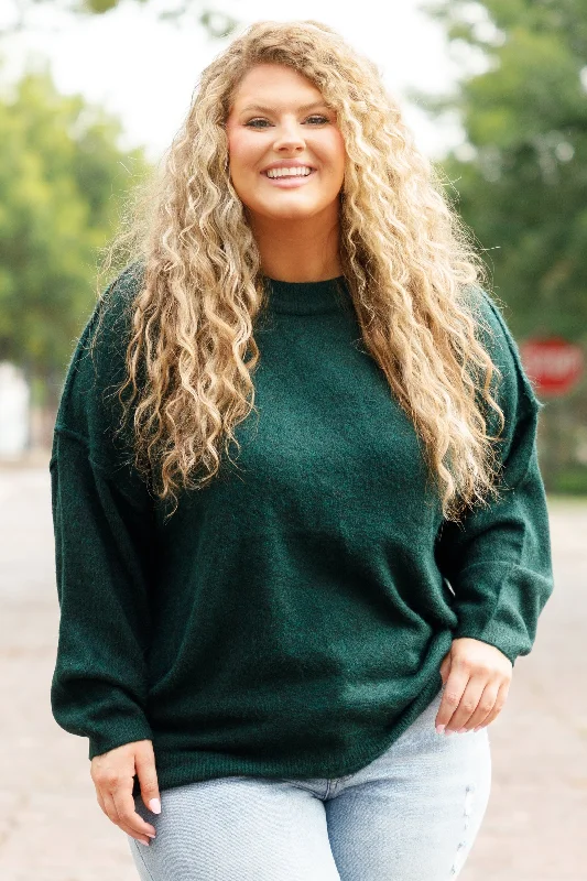 Sporty Comfort Too Comfy Sweater, Heather Hunter Green