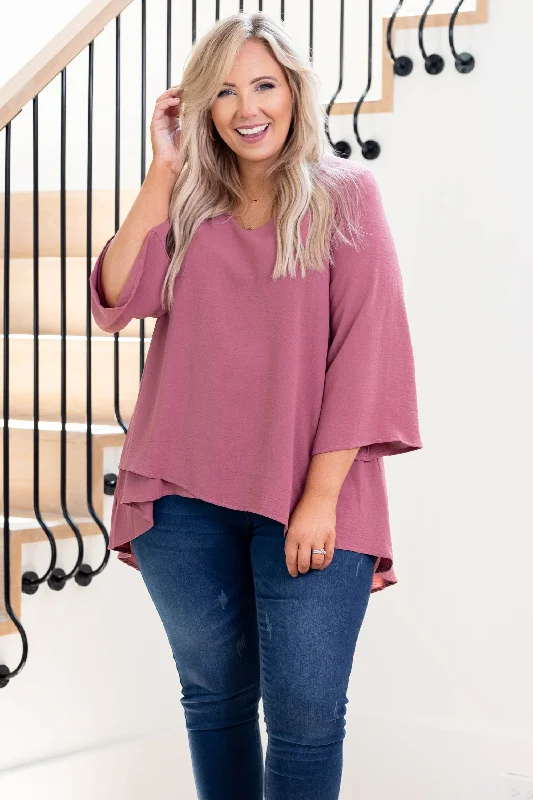 Modern City Treasured Moments Top, Mulberry