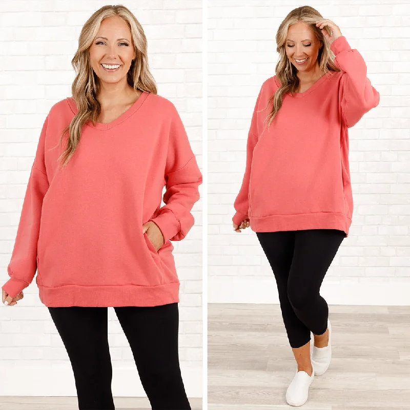 Double-sided Wear Very Special Sweatshirt, Deep Coral