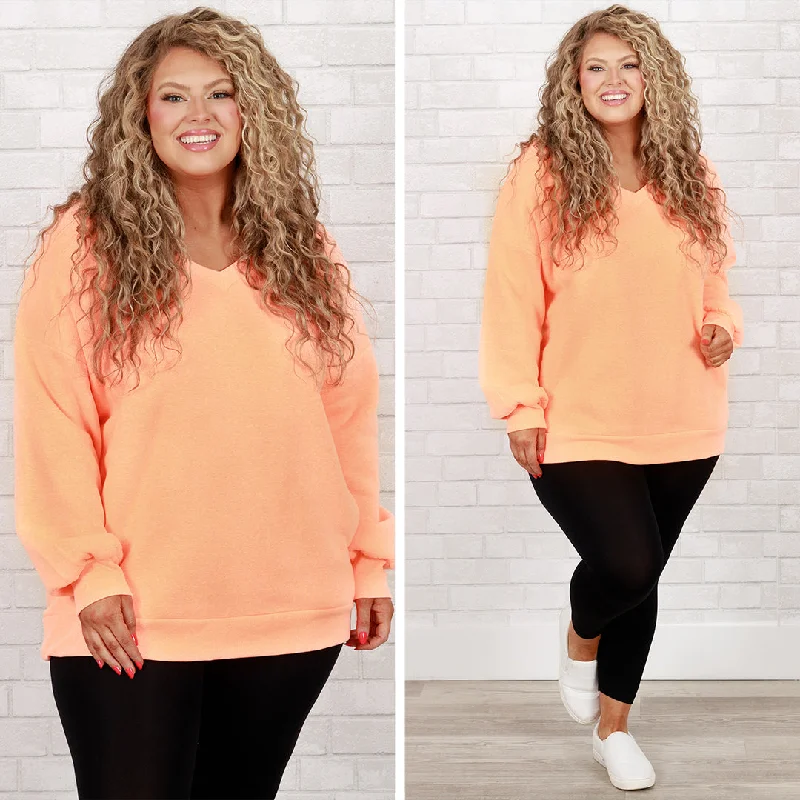 Comfortable And Versatile Very Special Sweatshirt, Neon Coral