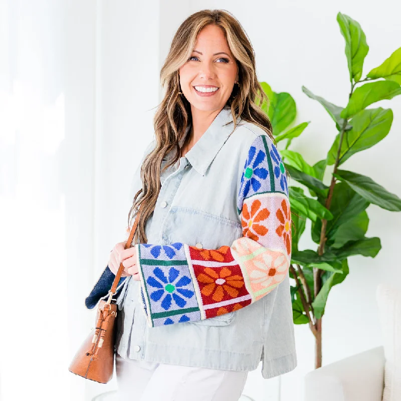 Creative Prints Violets Are Blue Shacket, Light Denim