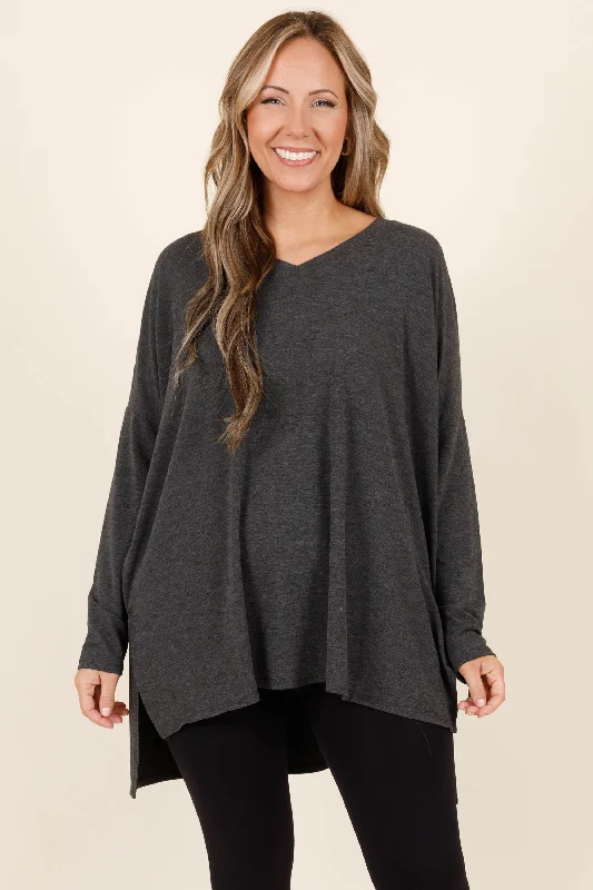 Stylish Casuals What About You Top, Charcoal